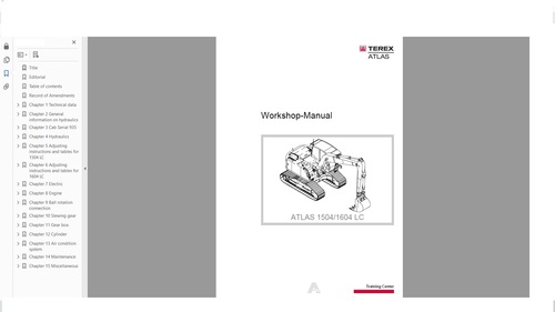 Product picture Terex 1504 Terex 1604 Atlas 1504 Atlas 1604 LC Shop Manual
